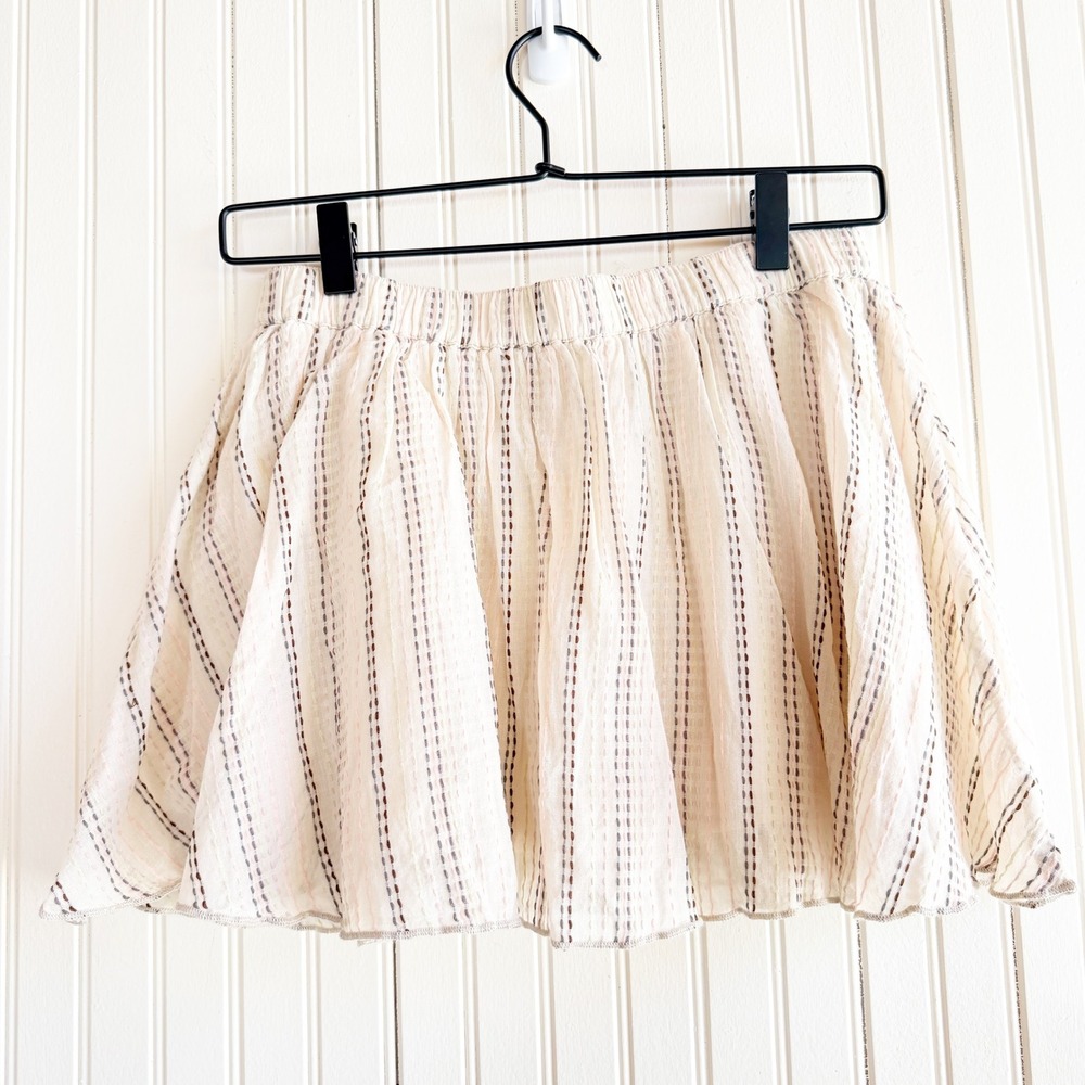 Kimchi Blue Urban Outfitters Striped Button Front Mini‎ Skirt Neutral Small NEW - Picture 2 of 12